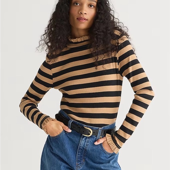 J. Crew Tops - •J. CREW• vintage rib mock neck tee in stripe